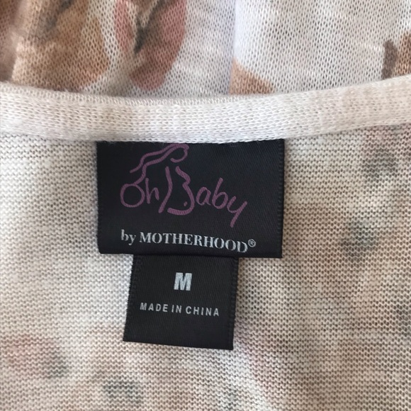 Oh Baby Maternity Cream Floral Long Sleeve Med - Picture 6 of 8